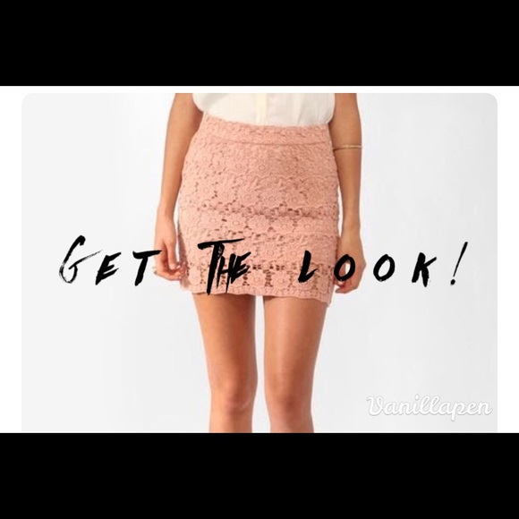 Forever 21 nude L crochet shirt skirt NWT - Picture 2 of 4